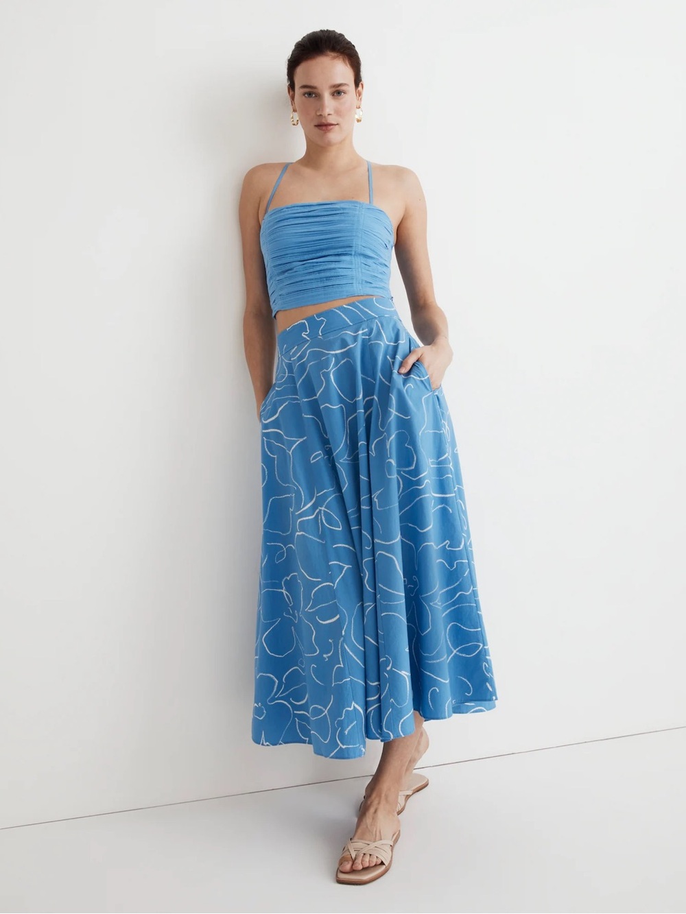 NWT - Madewell Poplin Crop Tube Top in Ornamental Blue - Size 6